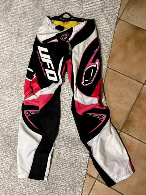 Pantalon Cross Enduro VTT UFO Invader 48/30 Noir/Blanc/Rose