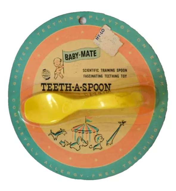 BABY-MATE Vtg 50's TEETH-A-SPOON Baby Doll Feeding Spoon NIP Advertising Food