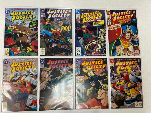 Justice Society lot:#1-8 8 different books average 8.0 VF (1992)