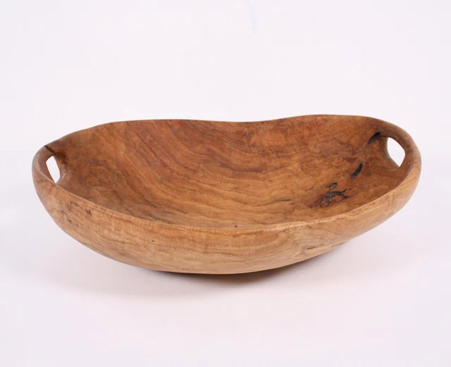 B. Hill Signed Hand Hewn 17x13 Vtg Artist Wood Bowl