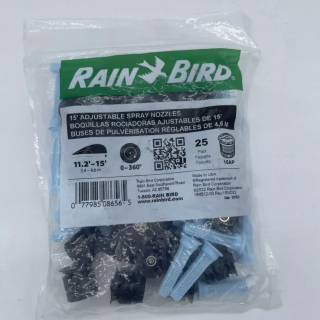 25 Rain Bird 15VAN 15' 0-360° Adjustable Variable Arc Spray Sprinkler Nozzles