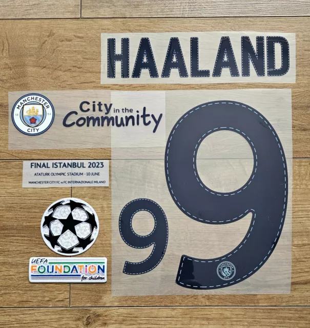 Haaland #9 Nameset Champions League Final 2023 Patch, Sponsor Manchester City