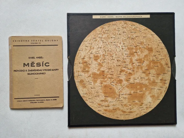 Vintage rotating celestial star map Planisphere Mappa Selenographica Karel Anděl