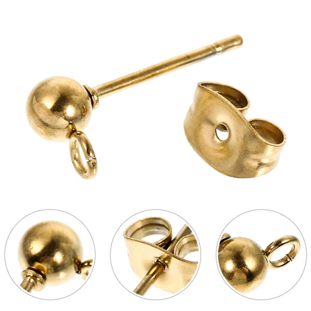 40 piezas pendientes de perlas de acero inoxidable pendientes de cerdos dorados