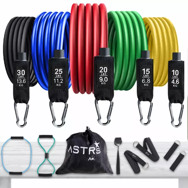 Resistance Band Set With Handles, 13pcs Fitness Latex Loop, Up To 45kg