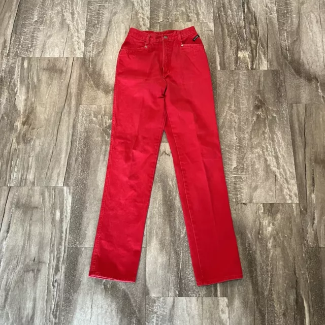 Vintage Rocky Mountain Jeans Women 27/5 Red High Waist Rockies Western Pants