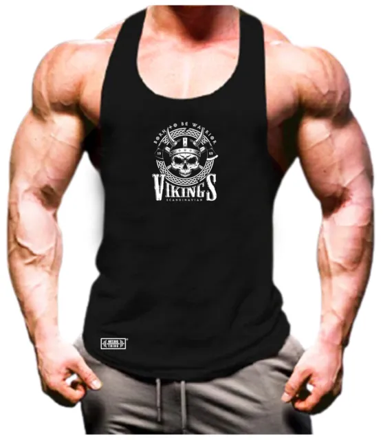 Vikings Skull Vest Gym Clothing Bodybuilding Born To Be Warrior Gymwear Tank Top