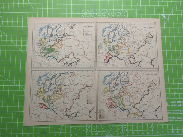 1882 The Baltic Lands 1000 1220 1270 1350-60 A.D Map - Weller