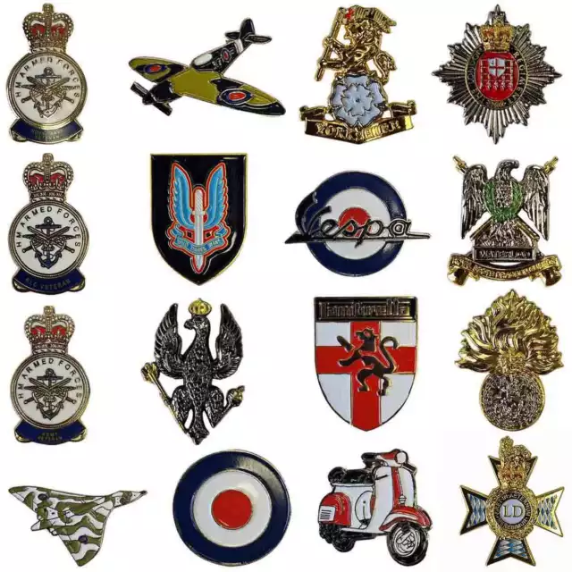 Lapel Pins Brooch Metal Enamel HM Armed Forces Veteran Vespa Scooter Lambretta