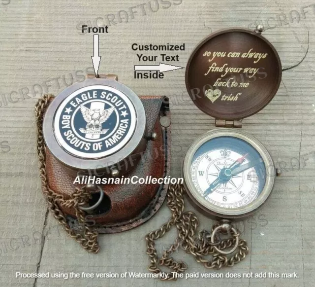 Personalized Engraved Eagle Scout Boy Scout Of America (BSA) Brass Compass Gift.