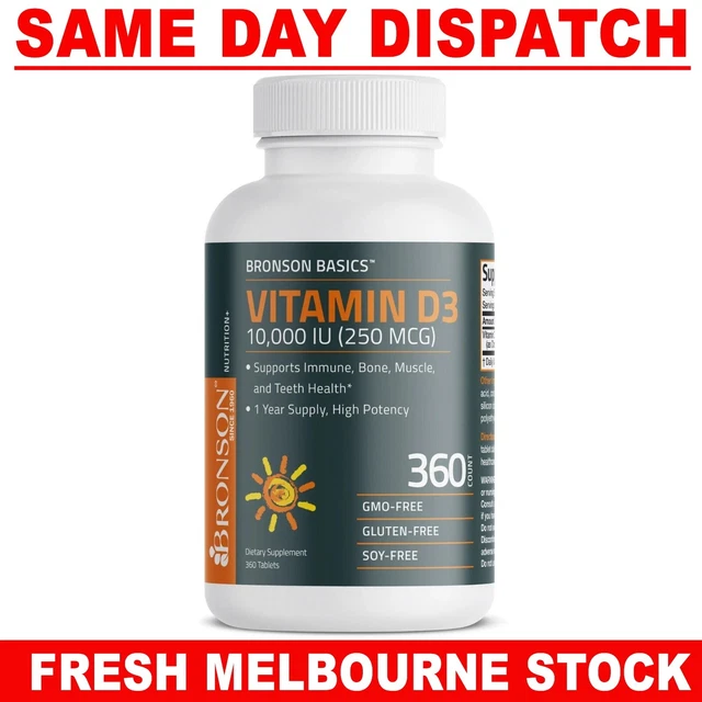 Bronson Vitamin D3 10000iu (250 MCG) , 360 Tablet MEGA VALUE FAST POSTAGE