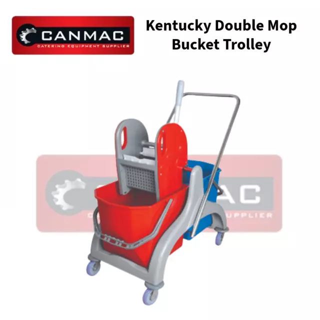 Commercial 20L Kentucky Double Mop Bucket With Wringer Durable Wheels Handle