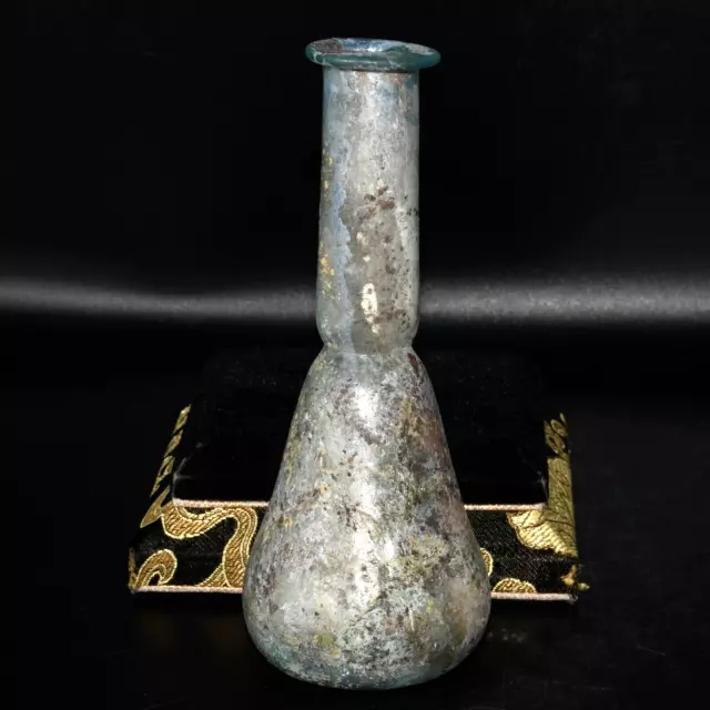 Genuine Ancient Intact Roman Glass Bottle with Long Neck Ca. 1st-2nd Century AD