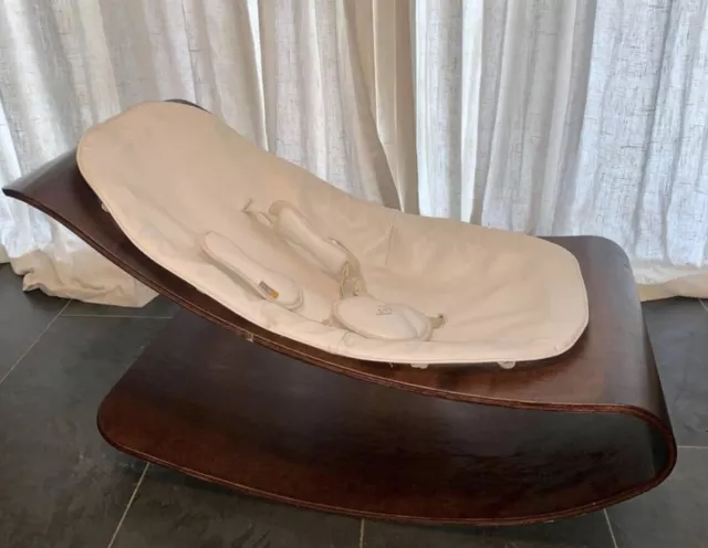 BABY BLOOM COCO LOUNGER Bouncer Rocker wooden Leather seat