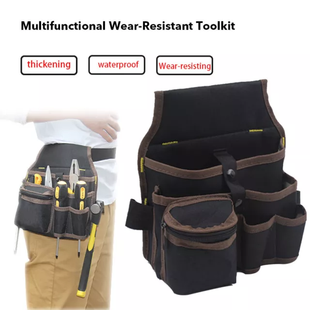 UK-Multi-pocket Electrician Utility Tool Holder Belt Pouch Work Waist Buckle Bag