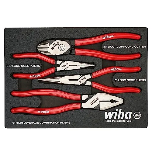 Wiha 4 Piece Classic Grip Pliers and Cutters Tray Set
