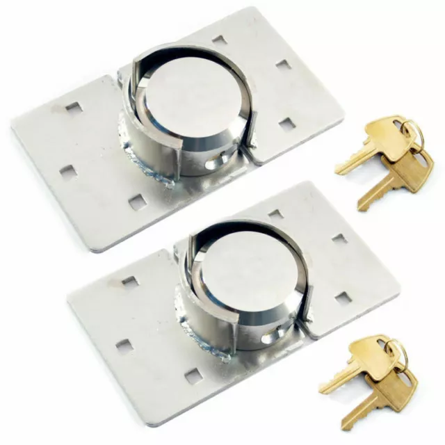 2 X Van Lock Garden Shed 73Mm Security Padlock And Hasp Set Chrome Plated New Bn