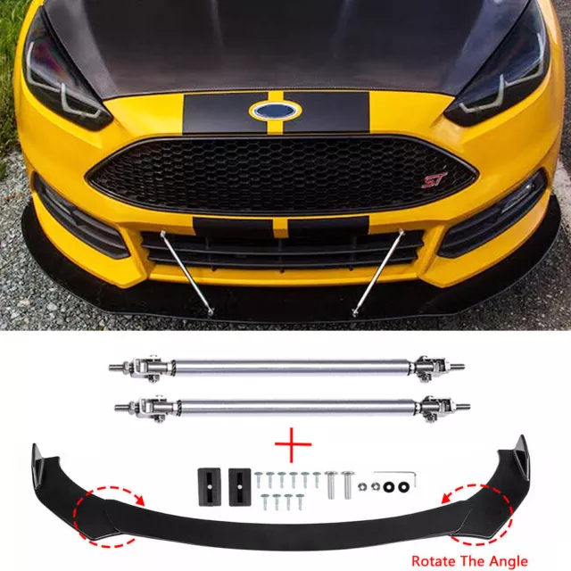 For Ford Focus RS ST MK3 MK4 Front Bumper Lip Splitter Spoiler + Strut Rods AS