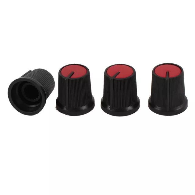 4 Piezas 5.5mm Eje Rojo Top Potenciómetro Rotatorio Mando De Control Negro