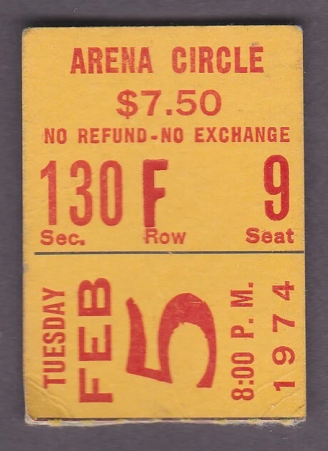 Feb. 5, 1974 St. Louis Blues vs. Montreal Canadiens Ticket Stub