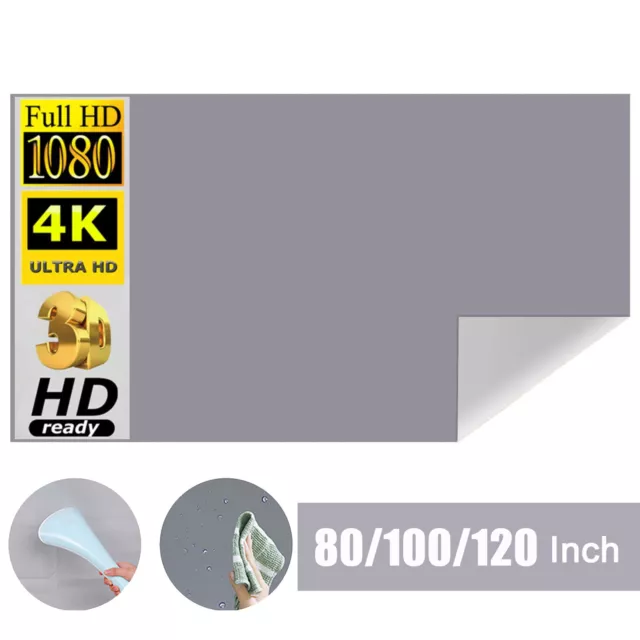 Proyector HD sin marco de 80/100/120 pulgadas pantalla portátil de películas 16:9 J9J4