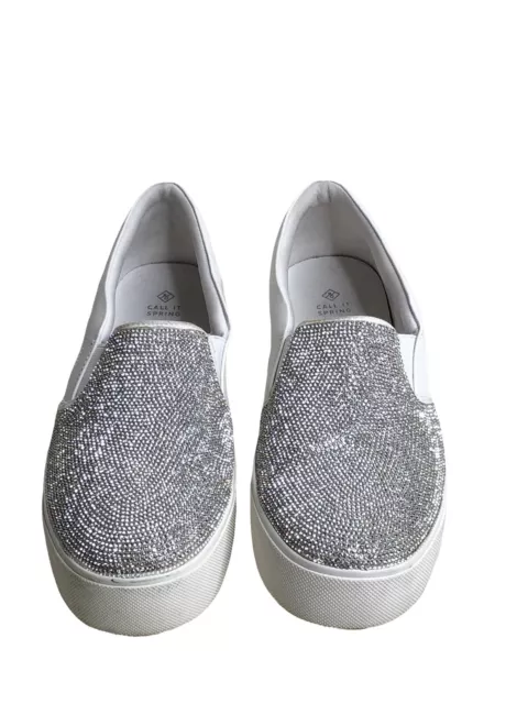 Rhinestone Sneaker Women's Size 9 White Comfort Slip On