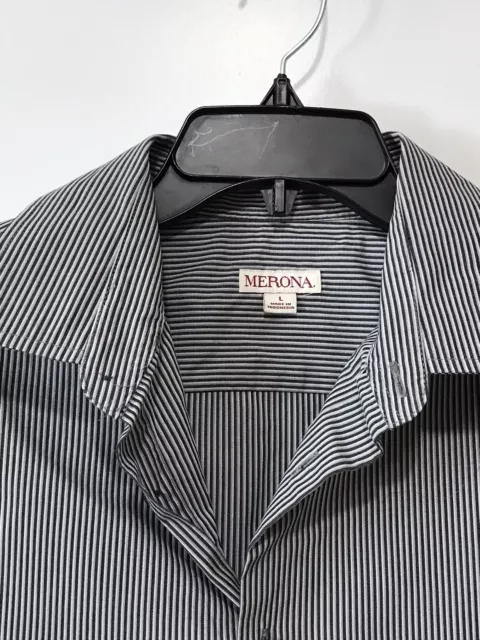 Men's Merona Black Striped Long Sleeve Button Up Shirt L