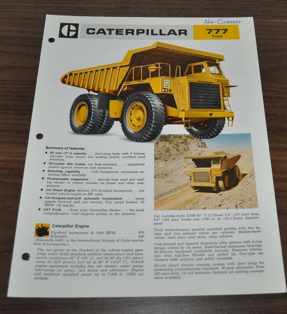CATERPILLAR 777 TRUCK Dump Dumper Specification Technical Brochure