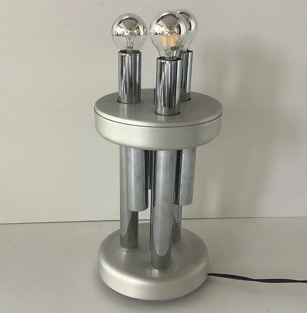 Lampe De Table Kennwel Space Age, Tube Alu, Style 1990, Vintage, état Correct