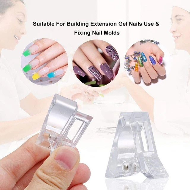Clip de puntas de uñas para polygel de construcción rápida, clips de uñas transparentes para polygel