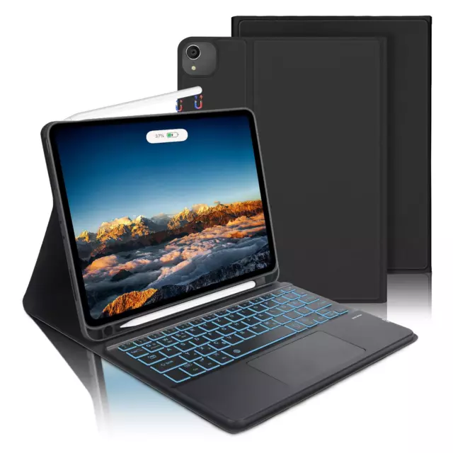 IPAD Pro 12,9 2018/2020 Étui de Protection Sac Avec Illuminé Clavier Bluetooth