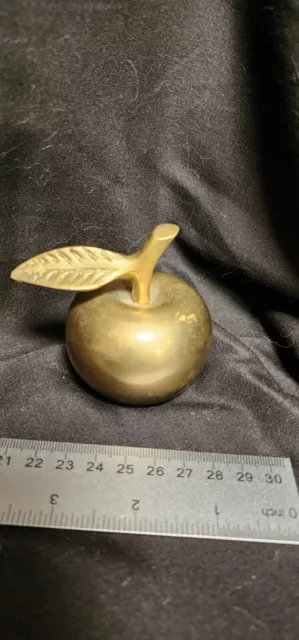 Vintage 1960’s Solid Brass Apple Bell w/Metal Clapper Nice Sound Big Leaf