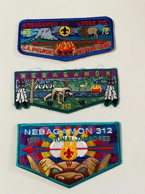 OA 312 Nebagamon Lodge Flap Lot S19 S24 S26 1995 Philmont 1997 National Jamboree