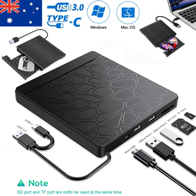 External USB 3.0 Type C DVD CD RW Player Writer Drive Burner Reader For Laptop