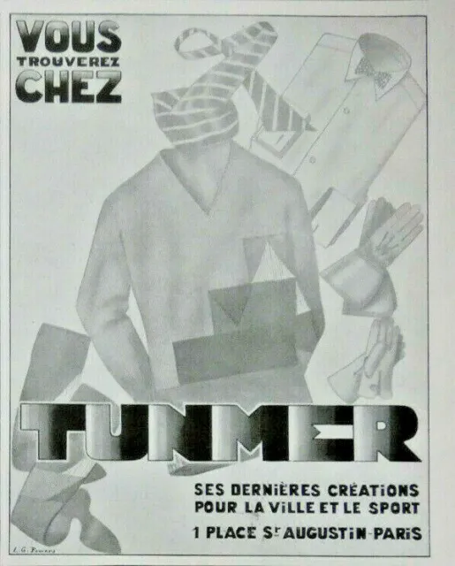 Publicité De Presse 1926 Vous Trouverez Chez Tunmer Ses Créations Pour Le Sport
