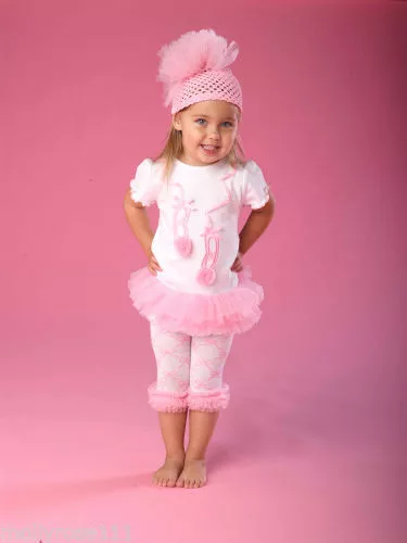 Baby Girls 2 Piece Cotton Mud Pie Cotton Ballerina Tutu Top & Leggins Outfit