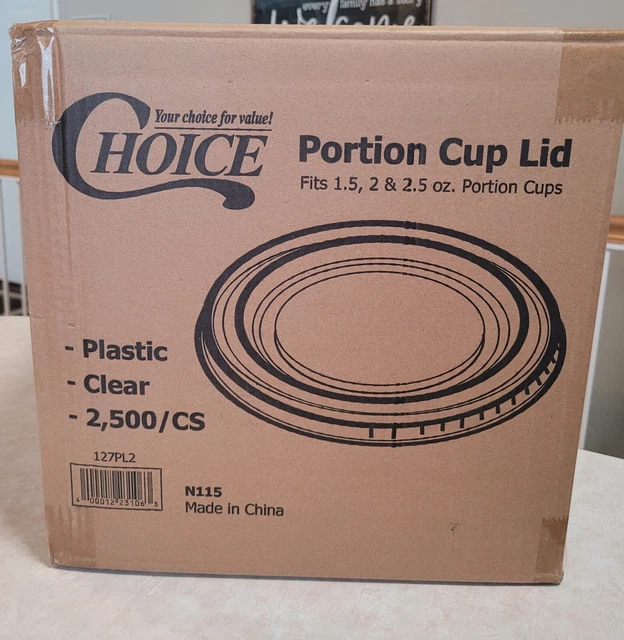 QTY=2500(25 @100 each) Choice Pet Plastic Lids For 1.5 to 2.5 oz. Portion Cup