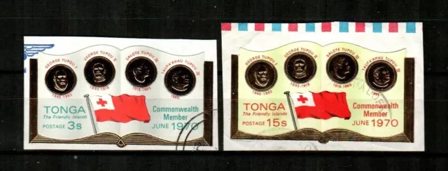 TONGA Scott's 243, 245 (2v) miembro de la Commonwealth en muy buen estado usado (1970)