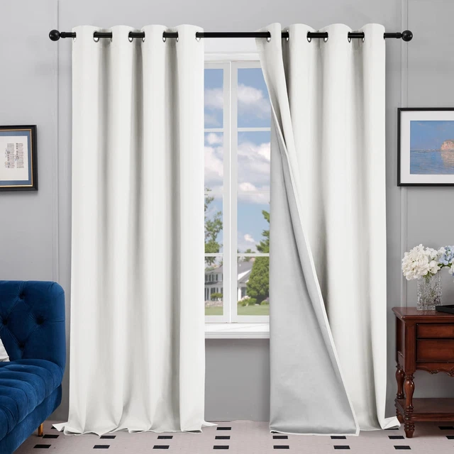 DECONOVO ROOM DARKENING Curtains for Bedroom, White Curtains 84 Inches