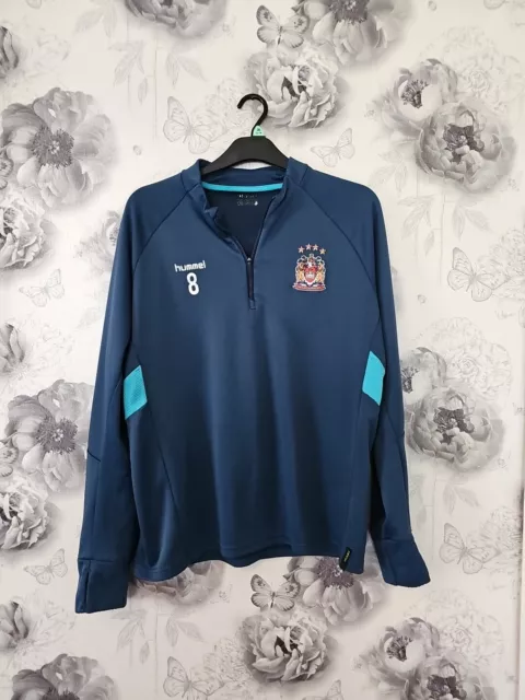 Hummel Wigan Warriors Training Top Size L Blue Great Condition P2P 23"