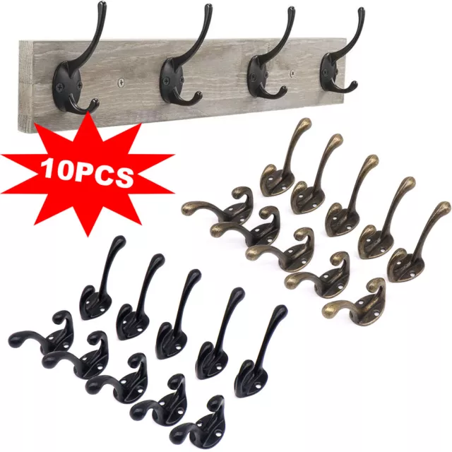 10pcs Coat Hooks Antique Vintage Style Cast Iron Hooks Hat Wall Hooks Heavy Duty