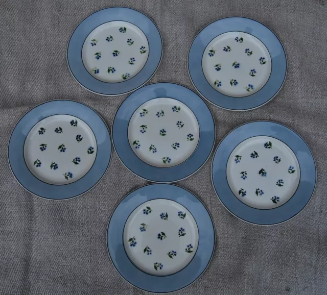 DIGOIN & SARREGUEMINES : SIX ASSIETTES PLATES Décor bleu "ALBE"