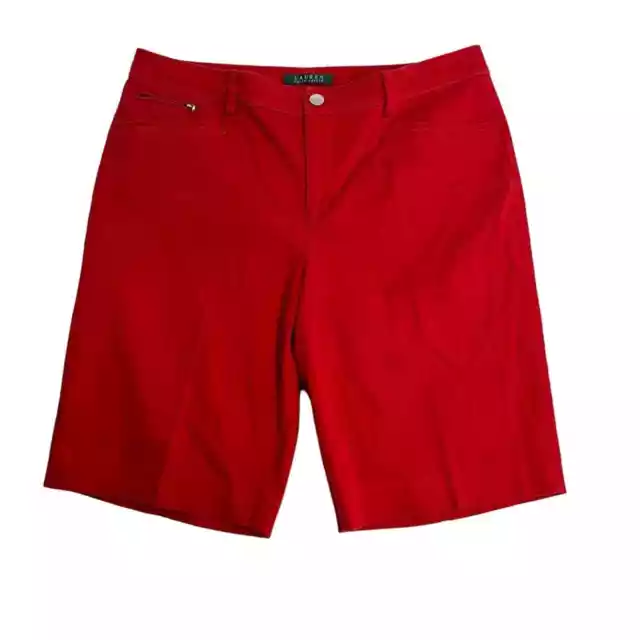 Lauren Ralph Lauren Shorts Red Bermuda Modest Length Womens Size 10 Flawed