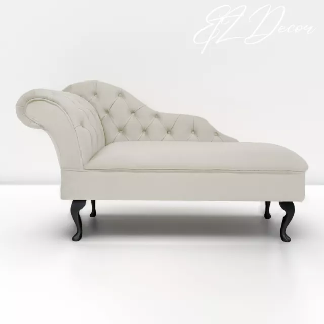 Chaise Longue Chesterfield Sofa White Cream Accent Chair Lucian Tufted Lounge