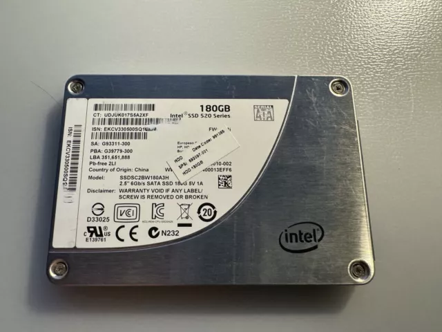 Intel SSD 520 Series 180 GB 2,5Zoll Sata III 6.0Gb/s Interne SSD