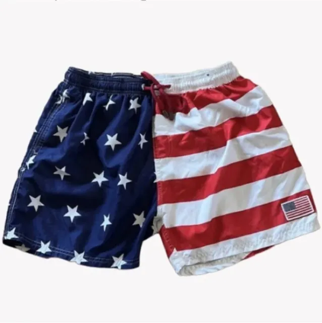 Exist Mens Swimming Trunks Size: Xl Patriotic Usa American Flag Elastic Waist