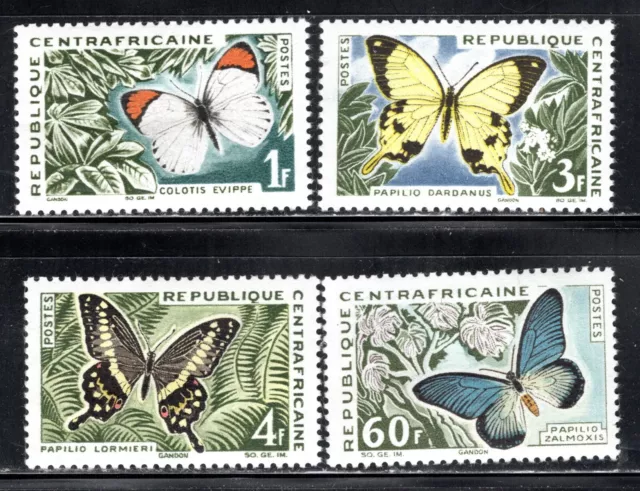 Central African Republic Stamp Scott #29-32, Butterflies, Set of 4, MLH SCV$7.85