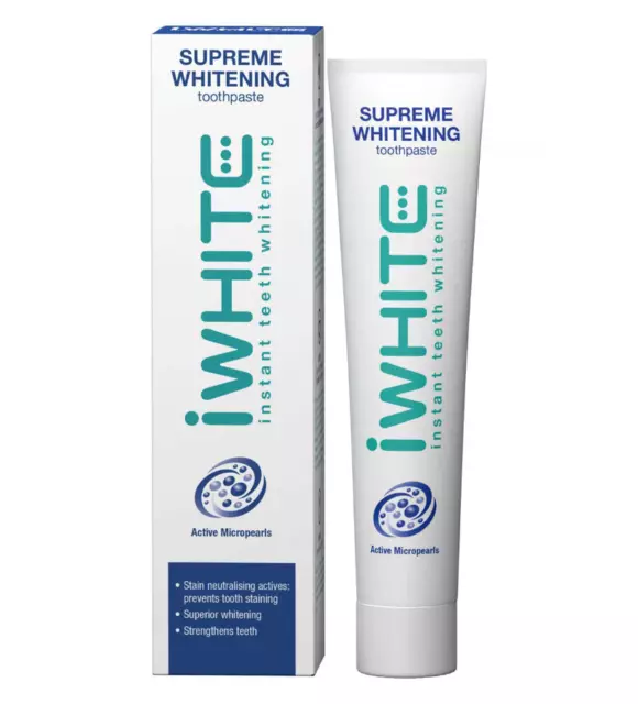 IWHITE Supreme Whitening Toothpaste Instant Teeth Whitening 75ml New