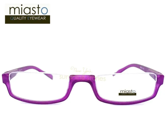 Miasto Top Rimless Rectangle Half Reader Reading Glasses+1.00 Purple Large~ Flex