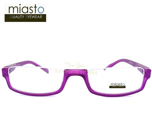 Miasto Top Rimless Rectangle Half Reader Reading Glasses+2.00 Purple Large~ Flex